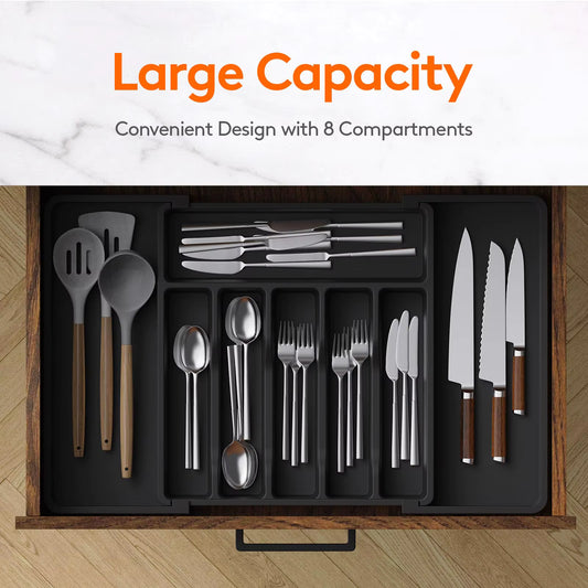 Silverware Expandable Kitchen Drawer Organizer Adjustable Utensil Cutlery Drawer Organizer for Forks Knives
